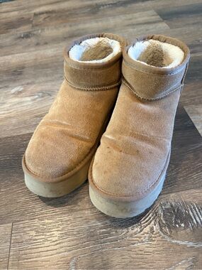 UGG Chestnut Suede Shearling-Lined Ankle Booties